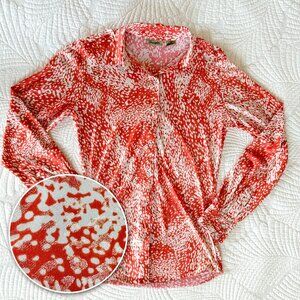 Women's Wrangĺer Sparkly Orange Western Rhinestone Snap Front Shirt XS